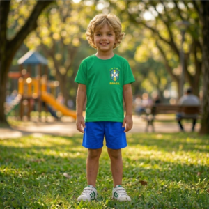 Camiseta Verde do Brasil Infantil Copa do Mundo 26