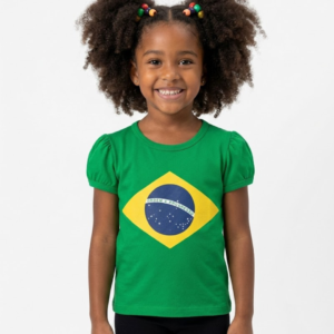 Camsieta Verde Bandeira do Brasil Infantil Menino e Menina